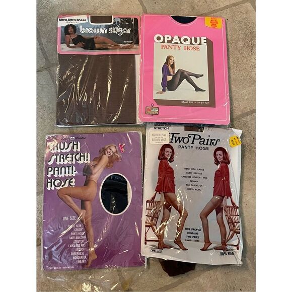 Vintage Retro 1960’s 1970’s Pantyhose Lot In Package 5 Pair - Picture 1 of 10